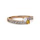 2 - Orane White Sapphire and Citrine with Side Diamonds Bypass Ring 