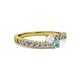 2 - Orane White Sapphire and Aquamarine with Side Diamonds Bypass Ring 