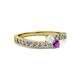 2 - Orane White Sapphire and Amethyst with Side Diamonds Bypass Ring 