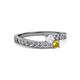 2 - Orane White and Yellow Sapphire with Side Diamonds Bypass Ring 