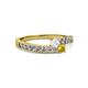 2 - Orane White and Yellow Sapphire with Side Diamonds Bypass Ring 