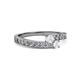 2 - Orane White Sapphire with Side Diamonds Bypass Ring 