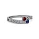 2 - Orane Ruby and Blue Sapphire with Side Diamonds Bypass Ring 