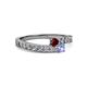 2 - Orane Ruby and Tanzanite with Side Diamonds Bypass Ring 