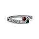 2 - Orane Ruby and Emerald with Side Diamonds Bypass Ring 