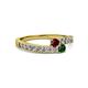 2 - Orane Ruby and Emerald with Side Diamonds Bypass Ring 