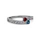 2 - Orane Ruby and Blue Diamond with Side Diamonds Bypass Ring 