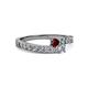 2 - Orane Ruby and Diamond with Side Diamonds Bypass Ring 