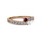 2 - Orane Ruby and White Sapphire with Side Diamonds Bypass Ring 