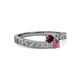 2 - Orane Ruby and Rhodolite Garnet with Side Diamonds Bypass Ring 