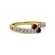 2 - Orane Ruby and Red Garnet with Side Diamonds Bypass Ring 
