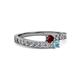 2 - Orane Ruby and Aquamarine with Side Diamonds Bypass Ring 