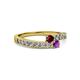 2 - Orane Ruby and Amethyst with Side Diamonds Bypass Ring 