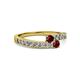 2 - Orane Ruby with Side Diamonds Bypass Ring 
