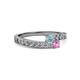 2 - Orane Aquamarine and Pink Sapphire with Side Diamonds Bypass Ring 