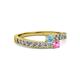 2 - Orane Aquamarine and Pink Sapphire with Side Diamonds Bypass Ring 