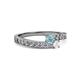 2 - Orane Aquamarine and White Sapphire with Side Diamonds Bypass Ring 