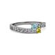 2 - Orane Aquamarine and Yellow Diamond with Side Diamonds Bypass Ring 