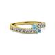 2 - Orane Aquamarine with Side Diamonds Bypass Ring 