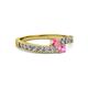 2 - Orane Pink Tourmaline and Pink Sapphire with Side Diamonds Bypass Ring 