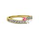 2 - Orane Pink Tourmaline and White Sapphire with Side Diamonds Bypass Ring 