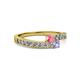 2 - Orane Pink Tourmaline and Tanzanite with Side Diamonds Bypass Ring 
