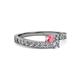 2 - Orane Pink Tourmaline and Diamond with Side Diamonds Bypass Ring 
