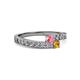 2 - Orane Pink Tourmaline and Citrine with Side Diamonds Bypass Ring 