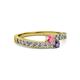 2 - Orane Pink Tourmaline and Iolite with Side Diamonds Bypass Ring 