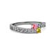 2 - Orane Pink Tourmaline and Yellow Sapphire with Side Diamonds Bypass Ring 