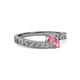 2 - Orane Pink Tourmaline with Side Diamonds Bypass Ring 