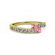 2 - Orane Pink Tourmaline with Side Diamonds Bypass Ring 