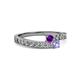 2 - Orane Amethyst and Tanzanite with Side Diamonds Bypass Ring 