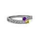 2 - Orane Amethyst and Yellow Diamond with Side Diamonds Bypass Ring 