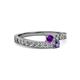 2 - Orane Amethyst and Iolite with Side Diamonds Bypass Ring 