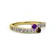 2 - Orane Amethyst and Red Garnet with Side Diamonds Bypass Ring 