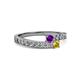 2 - Orane Amethyst and Yellow Sapphire with Side Diamonds Bypass Ring 