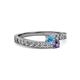 2 - Orane Blue Topaz and Iolite with Side Diamonds Bypass Ring 