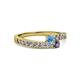 2 - Orane Blue Topaz and Iolite with Side Diamonds Bypass Ring 