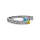 2 - Orane Blue Topaz and Yellow Sapphire with Side Diamonds Bypass Ring 