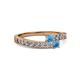 2 - Orane Blue Topaz with Side Diamonds Bypass Ring 