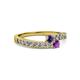 2 - Orane Iolite and Amethyst with Side Diamonds Bypass Ring 