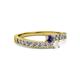2 - Orane Iolite and White Sapphire with Side Diamonds Bypass Ring 