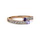 2 - Orane Iolite and Tanzanite with Side Diamonds Bypass Ring 