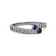 2 - Orane Iolite and Emerald with Side Diamonds Bypass Ring 