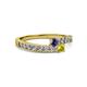2 - Orane Iolite and Yellow Diamond with Side Diamonds Bypass Ring 