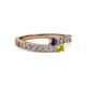 2 - Orane Iolite and Yellow Diamond with Side Diamonds Bypass Ring 