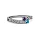2 - Orane Iolite and London Blue Topaz with Side Diamonds Bypass Ring 