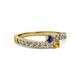 2 - Orane Iolite and Citrine with Side Diamonds Bypass Ring 