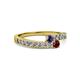 2 - Orane Iolite and Ruby with Side Diamonds Bypass Ring 